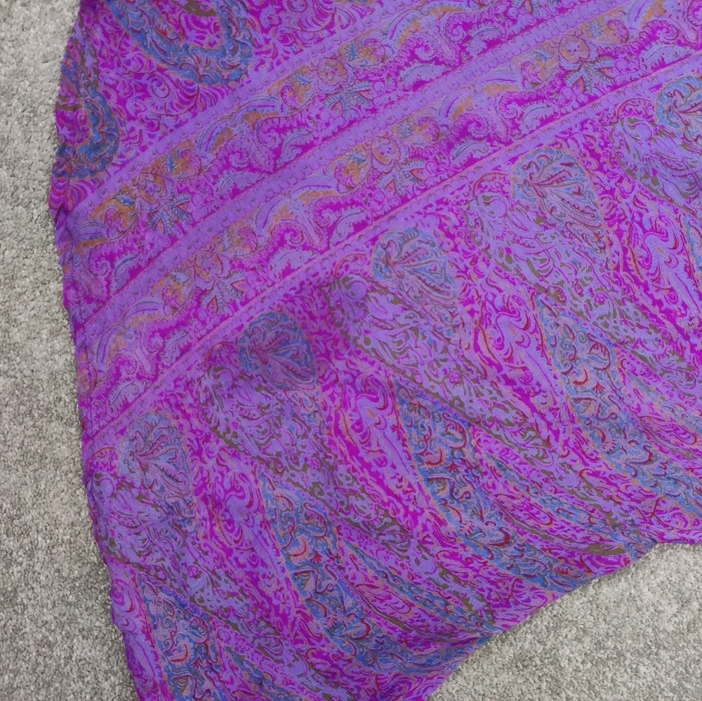 Alchemy Fashions Women's 100% Silk Slip Dress Size Medium Purple Floral - Picture 6 of 9
